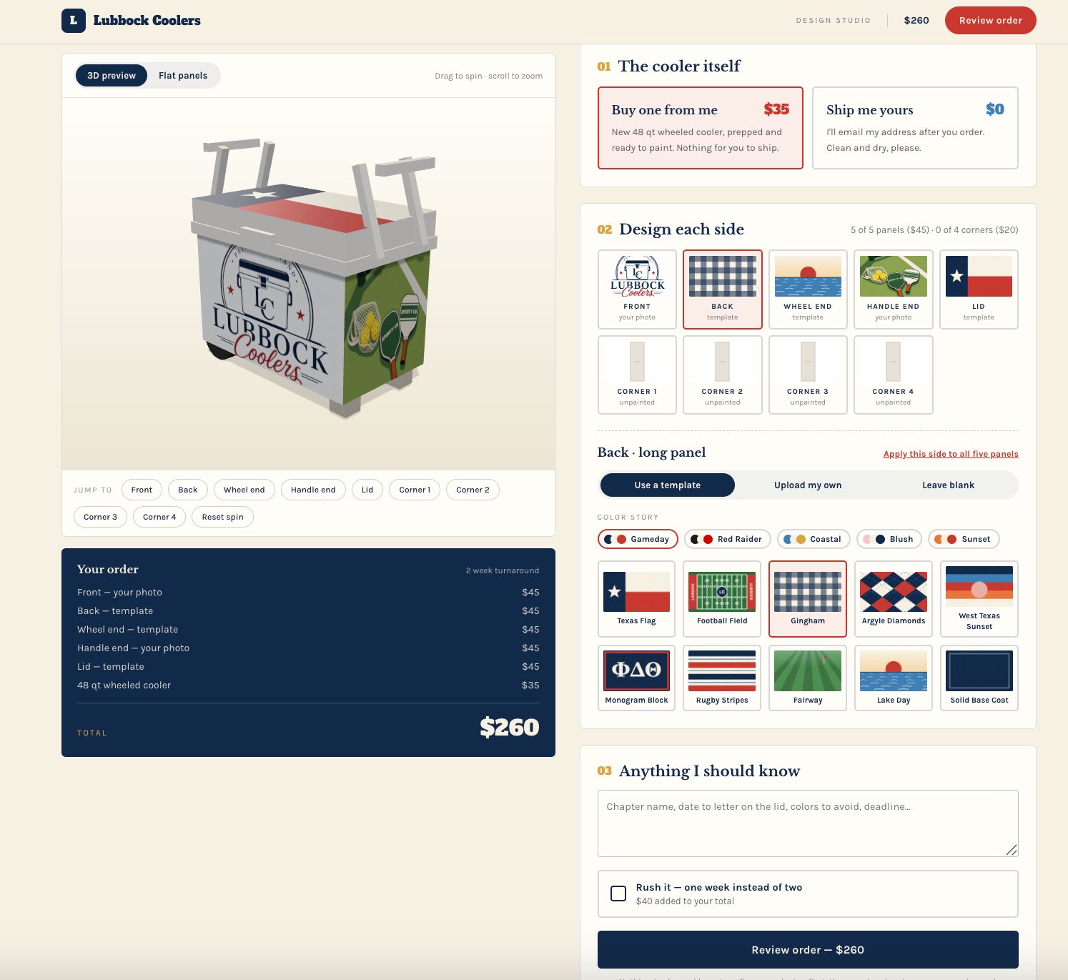 Lubbock Coolers 3D design studio