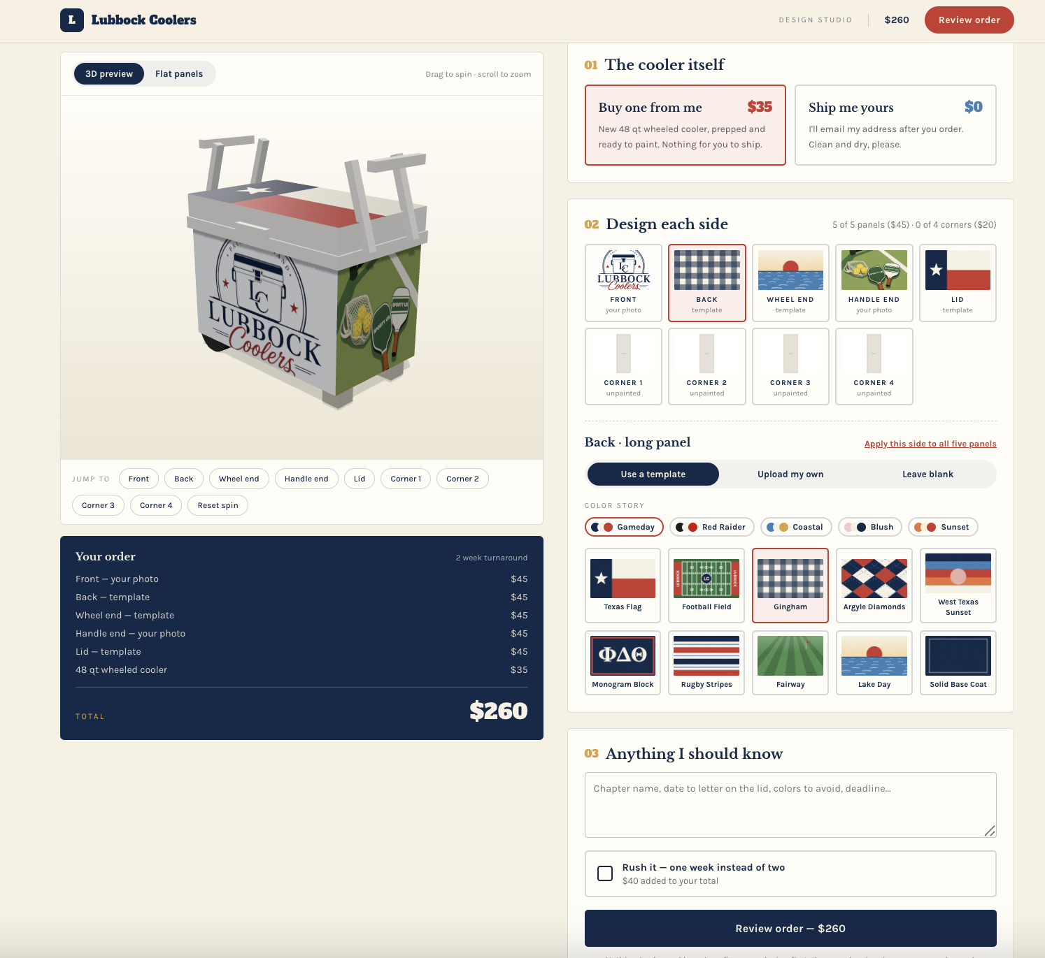 Lubbock Coolers 3D design studio